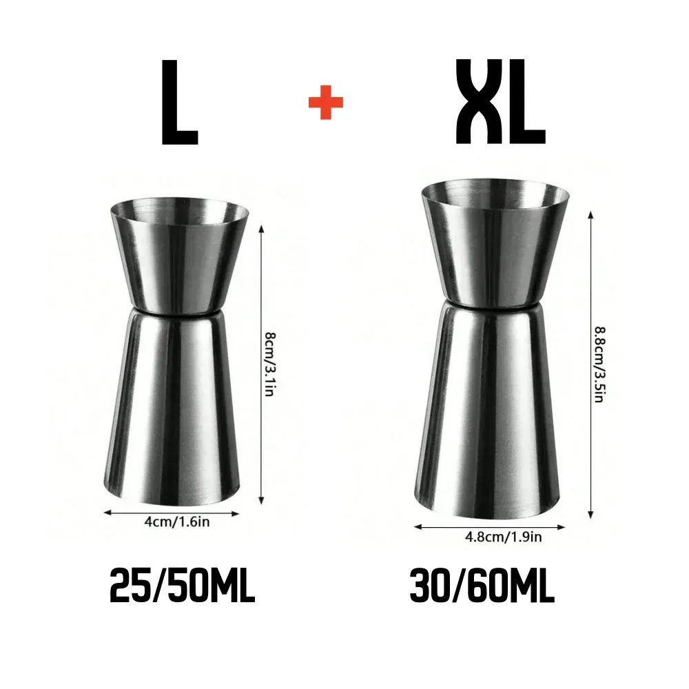 Tasse doseuse en acier inoxydable, shaker à cocktail, jigger double à mesurer, outil de bar pour fête 9