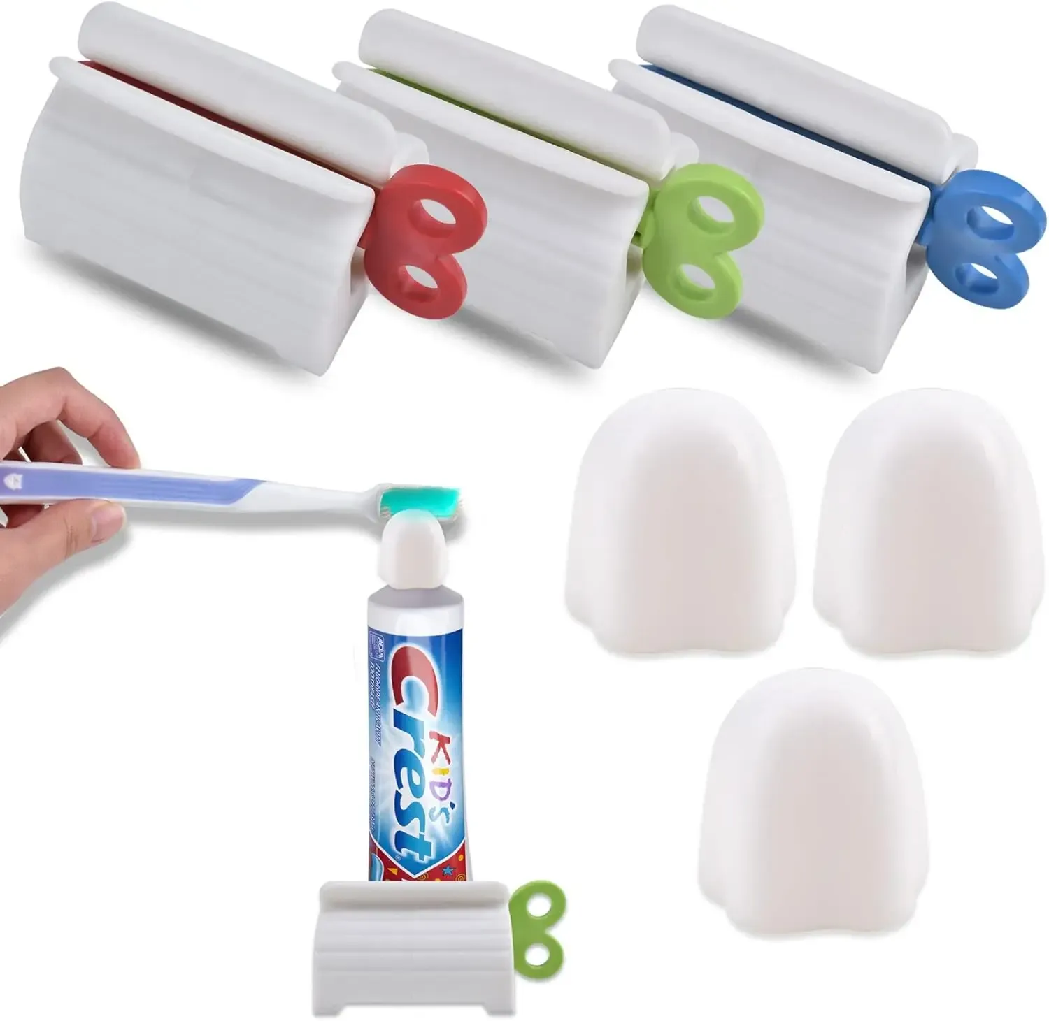 Tube à dentifrice manuel portable avec support de presse-tube pour crème à mains et nettoyant visage 3