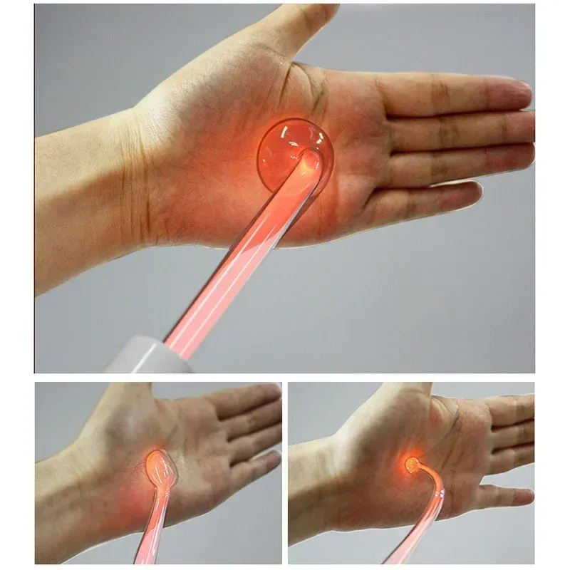 Machine faciale à haute fréquence avec tube en verre et électrode en baguette, traitement de beauté pour le visage, réduction des boutons d'acné 2