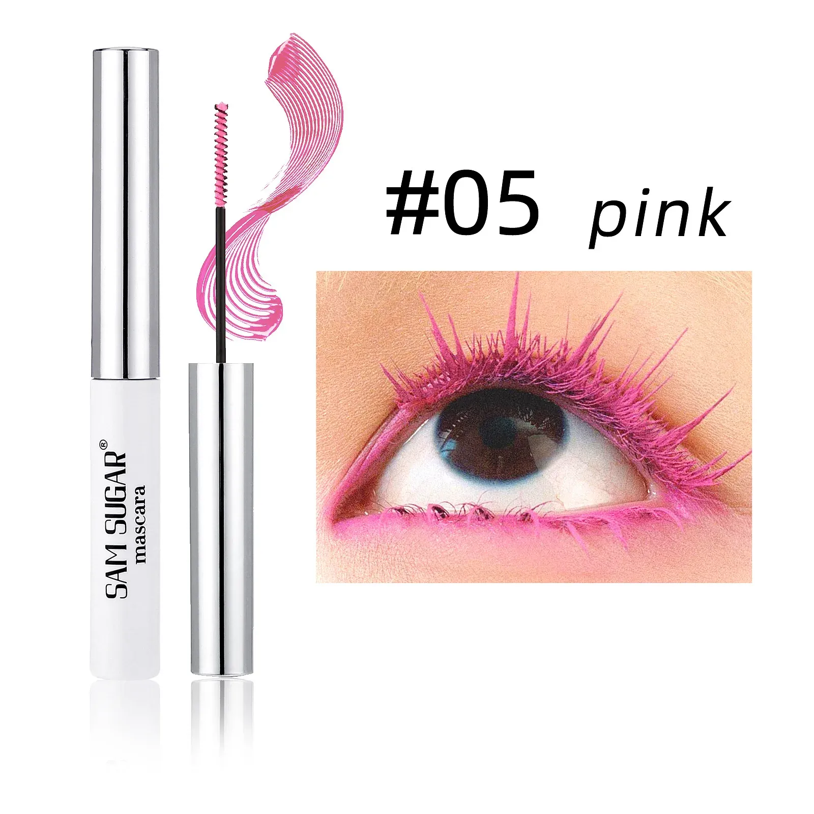Mascara coloré à brosse fine, effet recourbant, allongeant et volumisant, imperméable, coloris bleu, vert et naturel 8