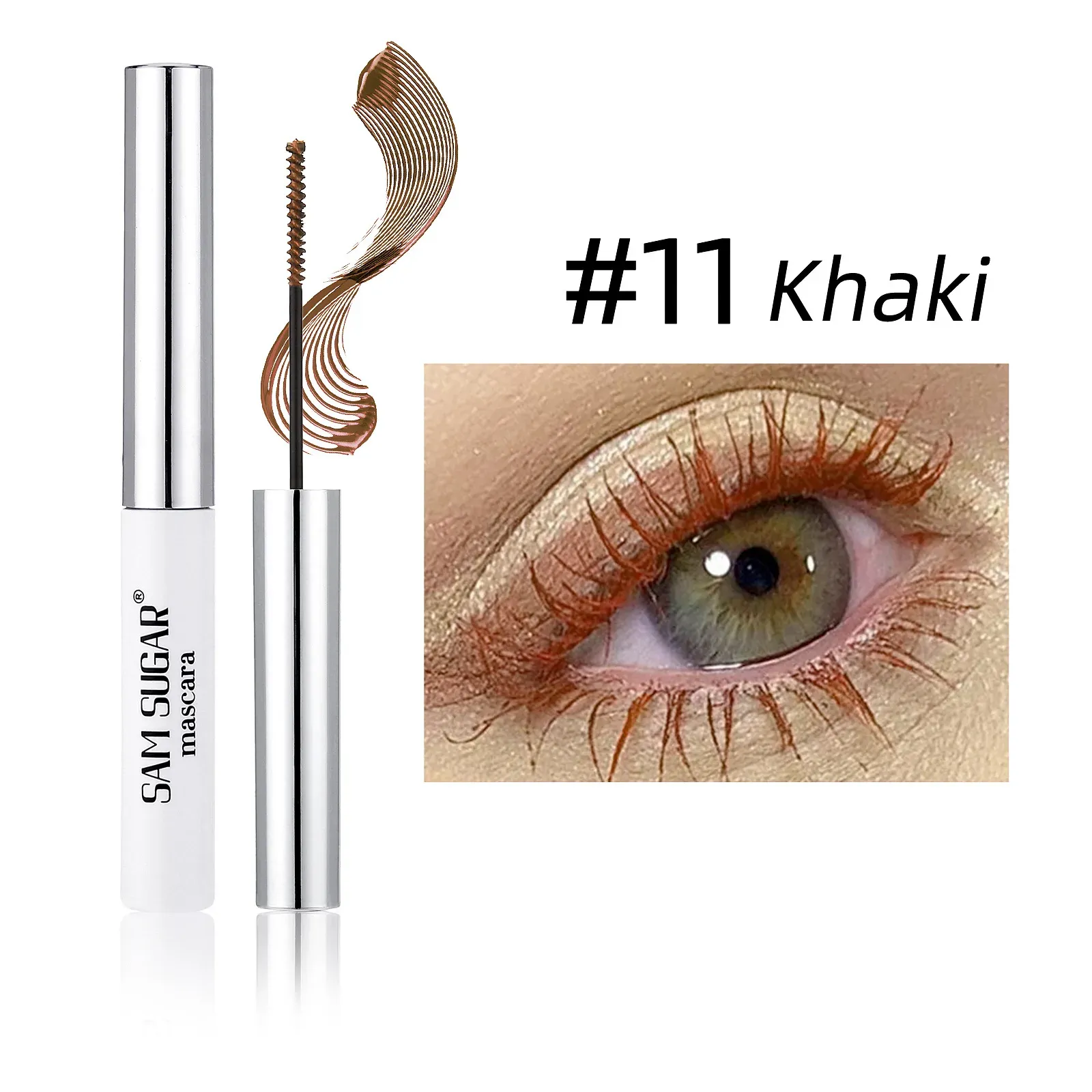 Mascara coloré à brosse fine, effet recourbant, allongeant et volumisant, imperméable, coloris bleu, vert et naturel 16