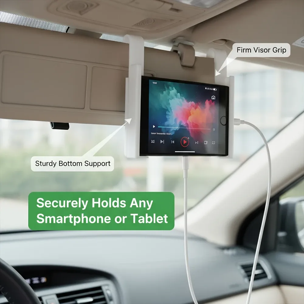 Support universel de tablette pour pare-soleil de voiture, compatible téléphone et GPS, avec clip en plastique pour écran pliable (lot de pièces) 2