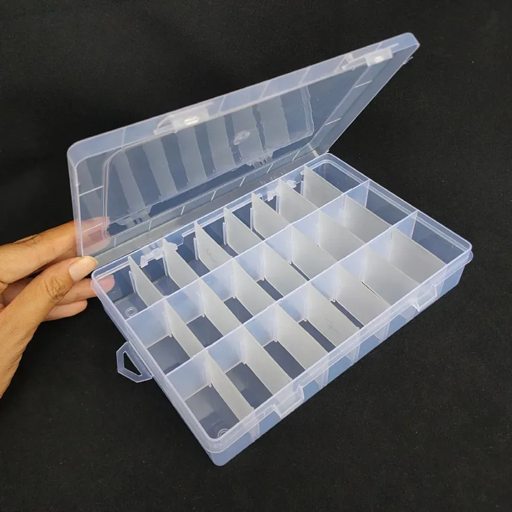 Boîte de rangement portable colorée à 24 compartiments pour bijoux, outils, bagues, composants électroniques, vis, perles – Organisateur en plastique - Image 1