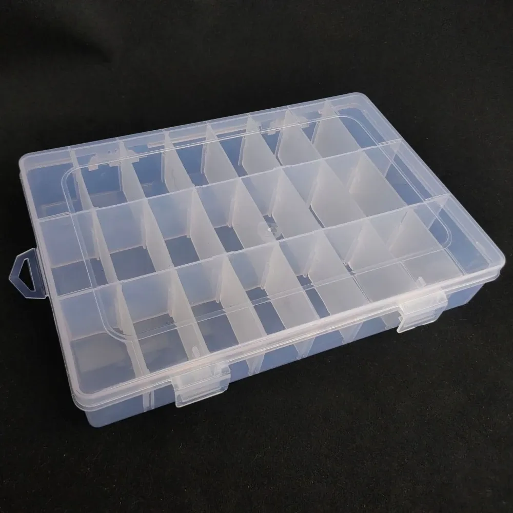 Boîte de rangement portable colorée à 24 compartiments pour bijoux, outils, bagues, composants électroniques, vis, perles – Organisateur en plastique 5