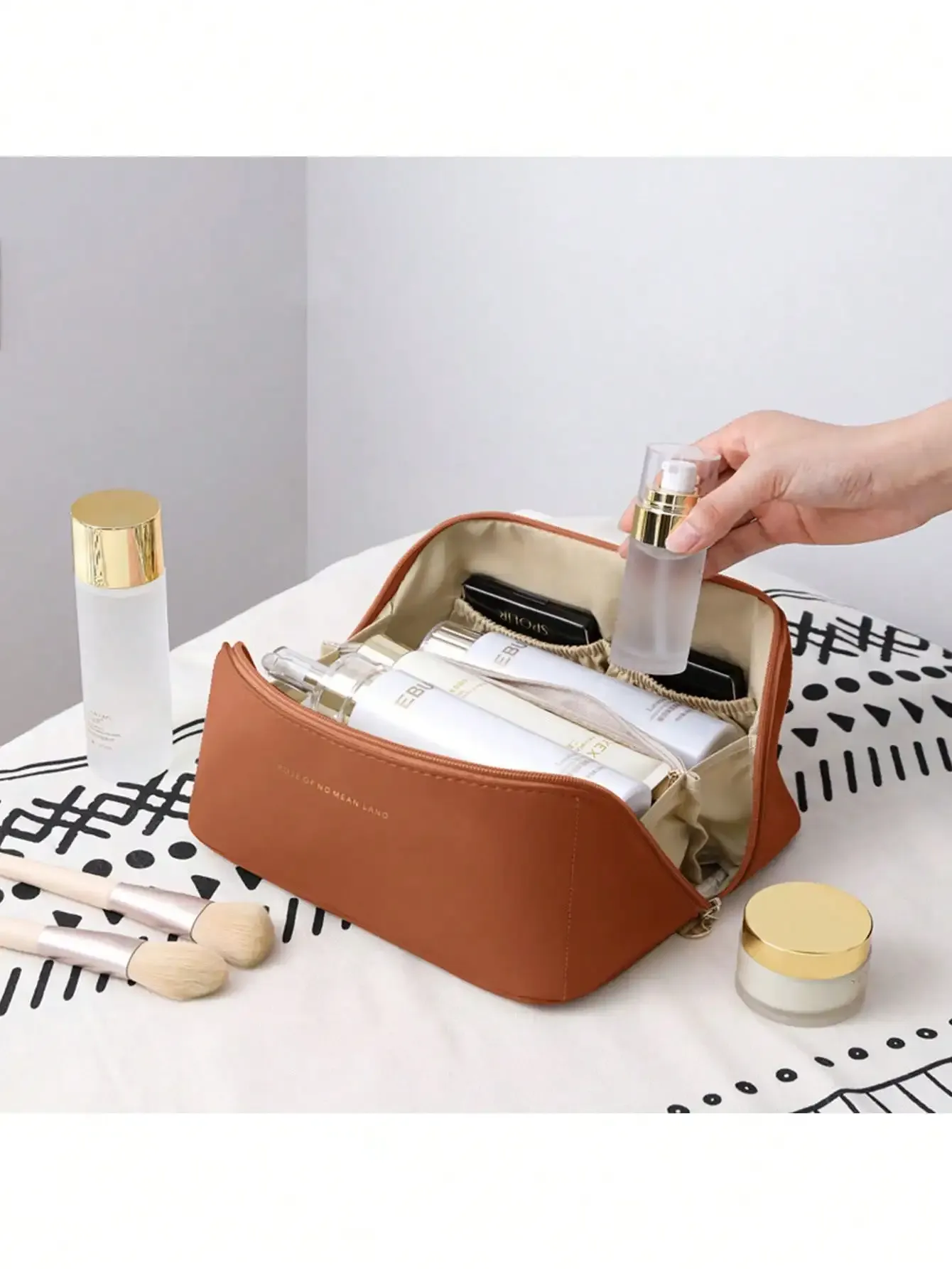 Grand sac à cosmétiques de voyage en cuir pour femme 2