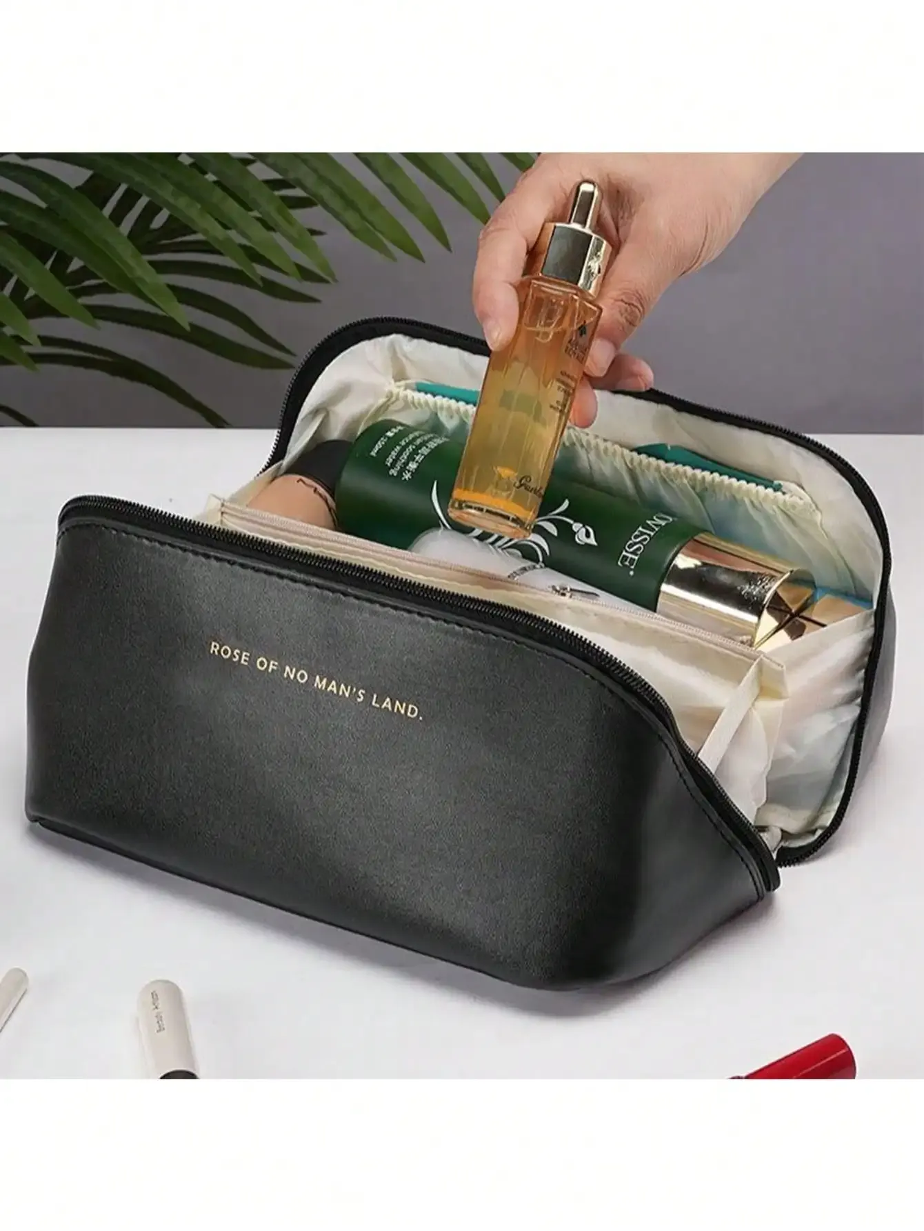 Grand sac à cosmétiques de voyage en cuir pour femme 4