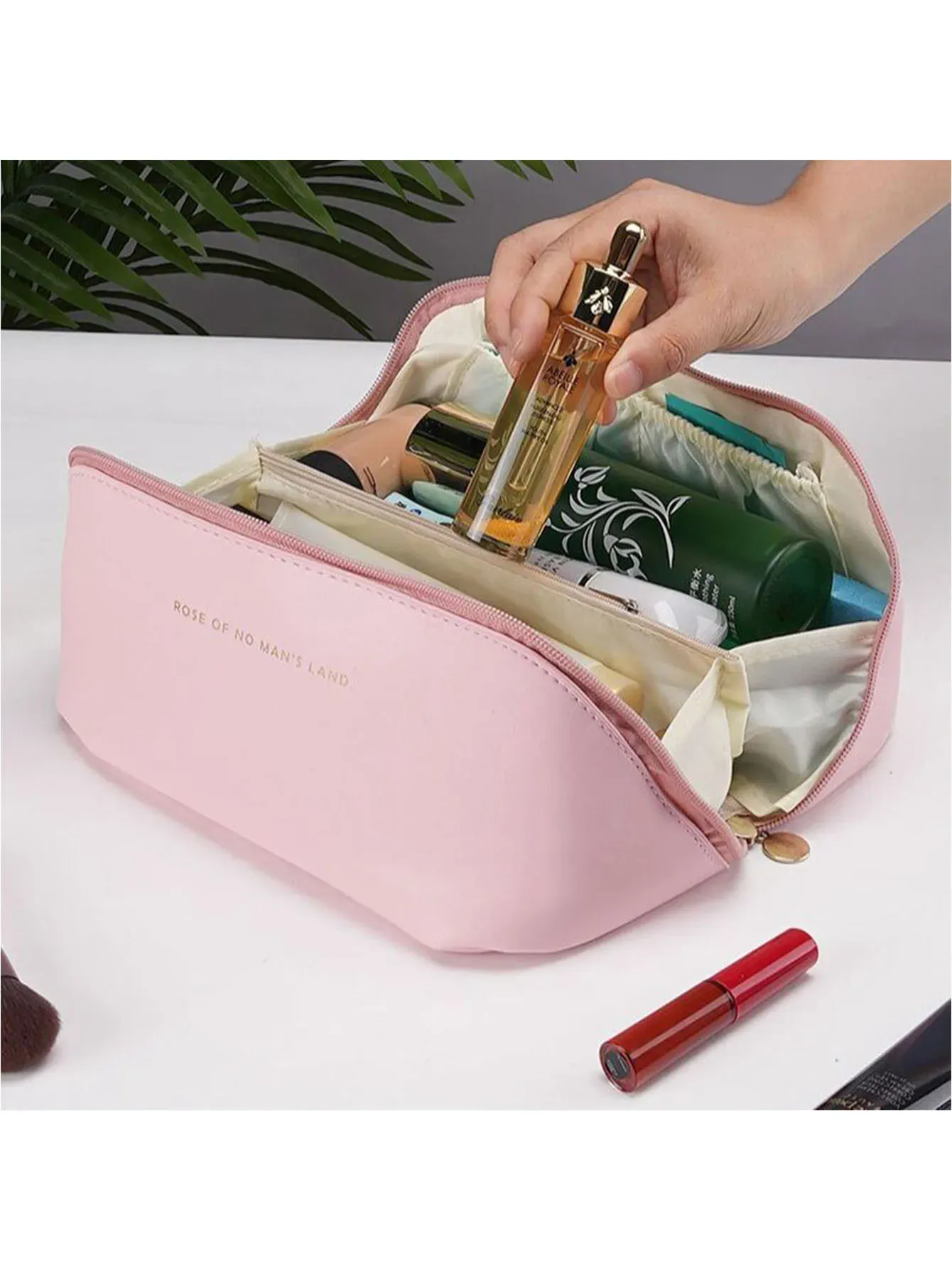 Grand sac à cosmétiques de voyage en cuir pour femme 8