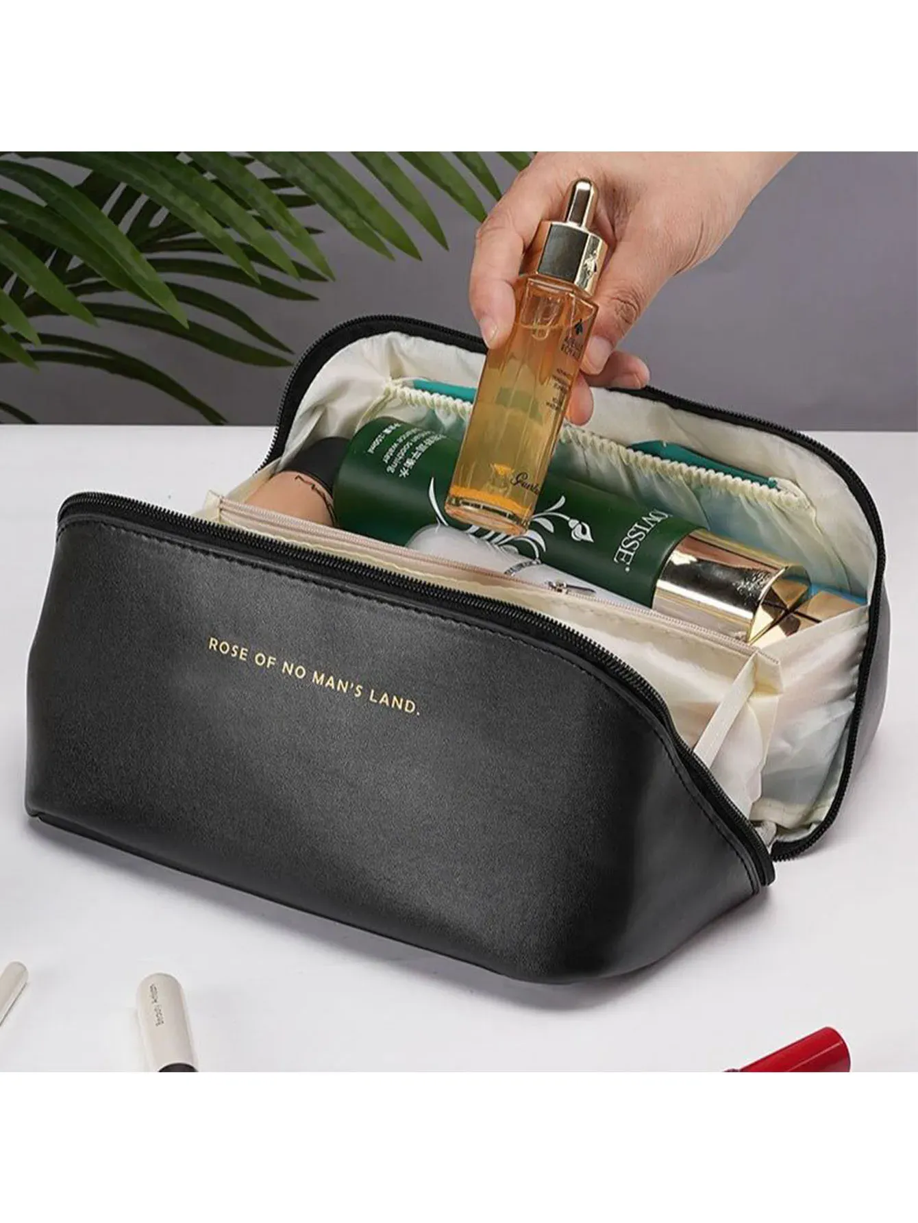 Grand sac à cosmétiques de voyage en cuir pour femme 9