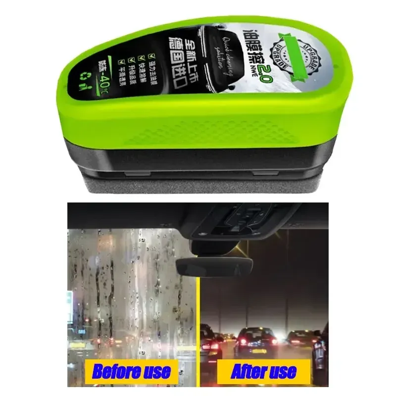 Dissolvant de film gras pour pare-brise de voiture, éponge de nettoyage du verre automobile, nettoyant anti-film intérieur et extérieur avant