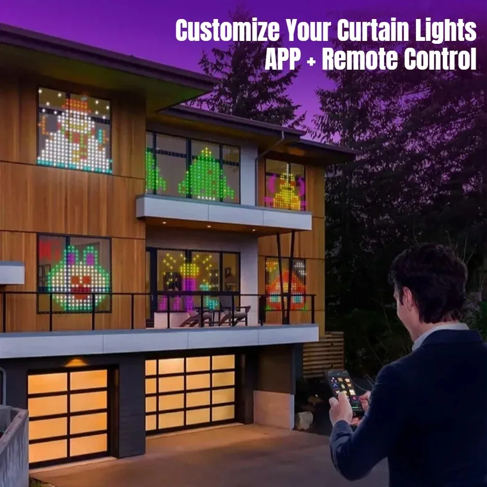 Rideau lumineux LED de Noël 2026 pour extérieur, contrôlable par application, étanche 3