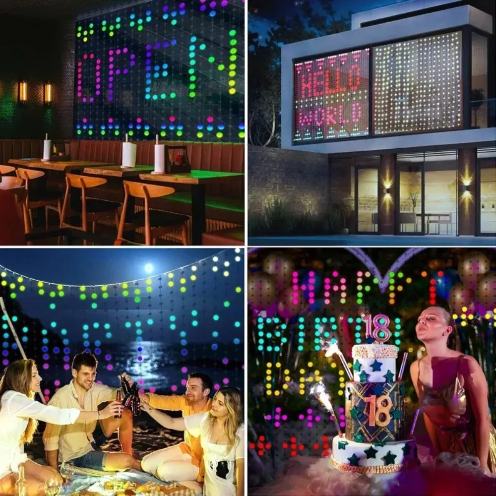 Rideau lumineux LED de Noël 2026 pour extérieur, contrôlable par application, étanche 6