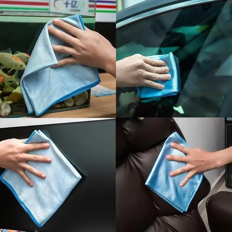 Chiffon de nettoyage en microfibre 25 x 25 cm, sans traces ni peluches, pour vitres, miroirs, verres et pare-brise 4