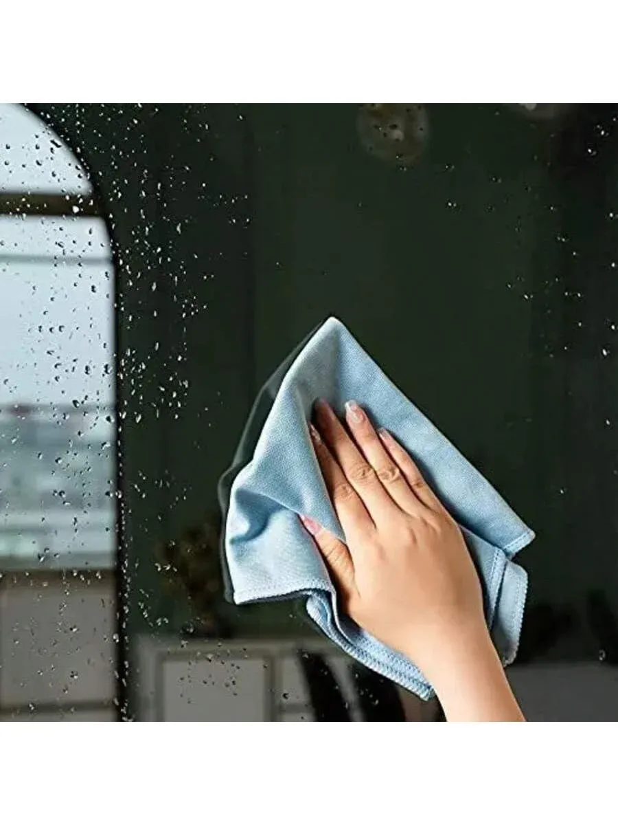 Chiffon de nettoyage en microfibre 25 x 25 cm, sans traces ni peluches, pour vitres, miroirs, verres et pare-brise 6