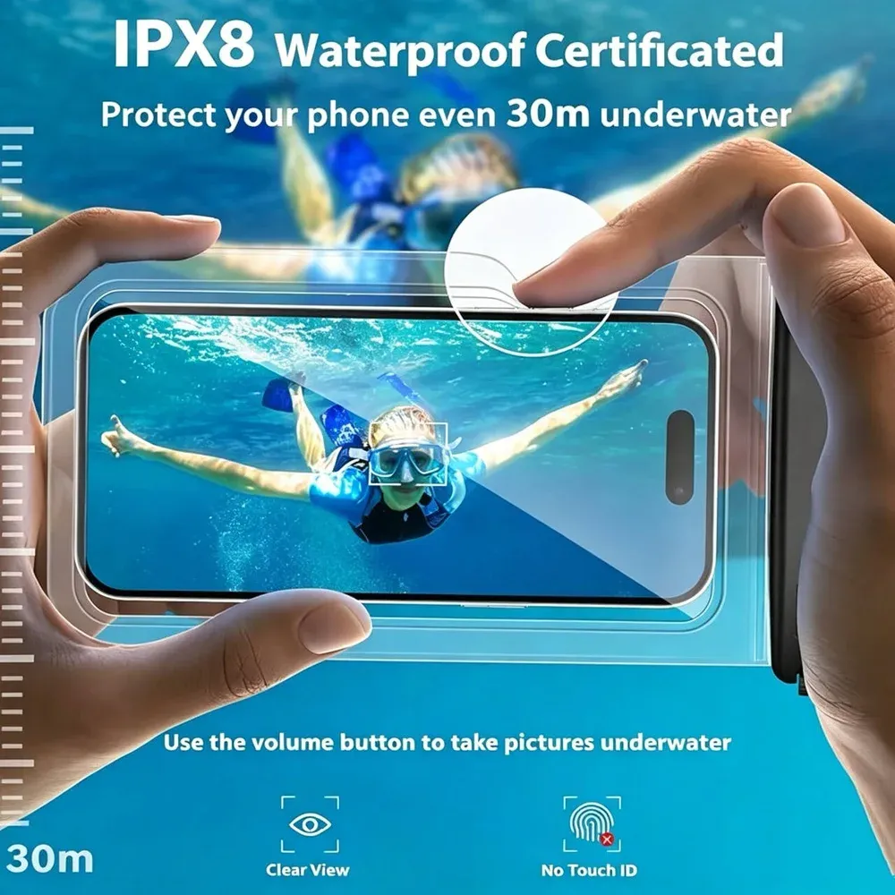 Pochette étanche pour téléphone – Housse de protection sous-marine pour plongée, natation, sports nautiques, plage et ski 3