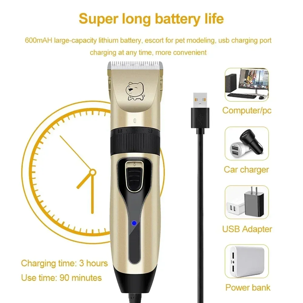 Tondeuse professionnelle pour chien, tondeuse électrique pour animaux de compagnie rechargeable par USB, idéale pour chat 3