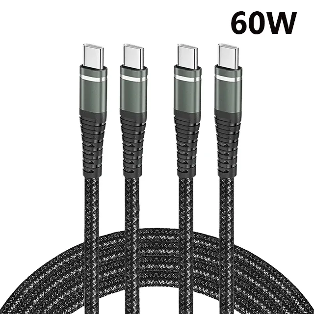 Câble USB-C vers USB-C 100 W à charge rapide pour MacBook, iPad, iPhone 17, Samsung, Xiaomi, Switch – Câble USB-C tressé en nylon 8