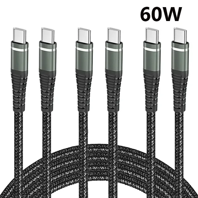 Câble USB-C vers USB-C 100 W à charge rapide pour MacBook, iPad, iPhone 17, Samsung, Xiaomi, Switch – Câble USB-C tressé en nylon 9