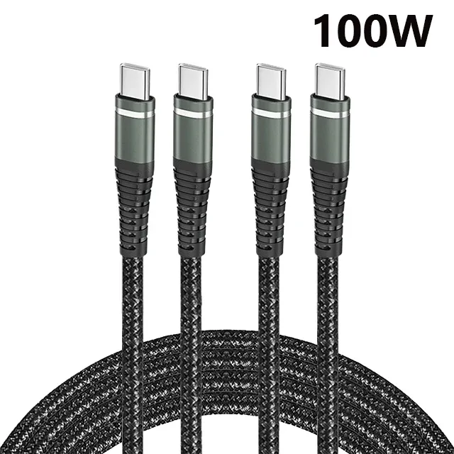 Câble USB-C vers USB-C 100 W à charge rapide pour MacBook, iPad, iPhone 17, Samsung, Xiaomi, Switch – Câble USB-C tressé en nylon 11
