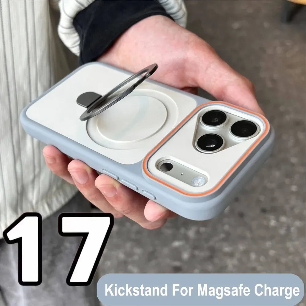 Coque antichoc magnétique compatible MagSafe avec béquille et support pour iPhone 2
