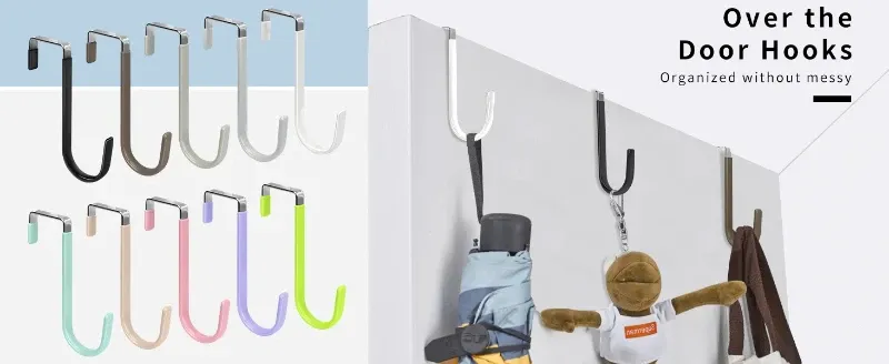 Crochets de porte en métal avec revêtement en caoutchouc