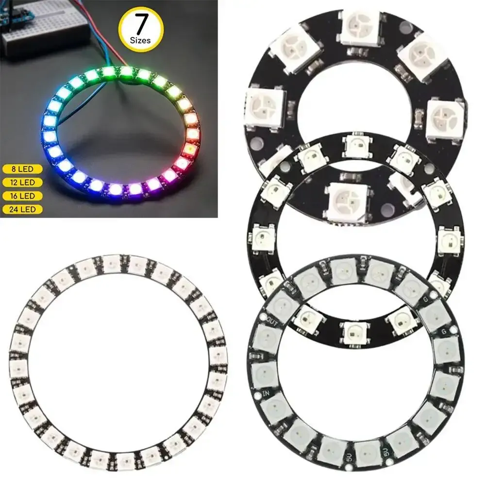 Anneau LED NeoPixel RGB adressable individuellement 5 V, compatible Arduino WS2812
