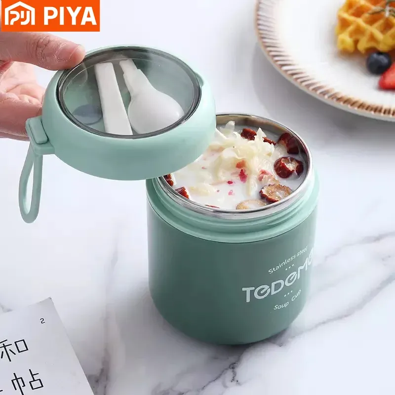 Boîte à déjeuner en acier inoxydable 510 ml avec cuillère, récipient isotherme sous vide pour aliments, boîte bento isotherme pour enfants - Image 1