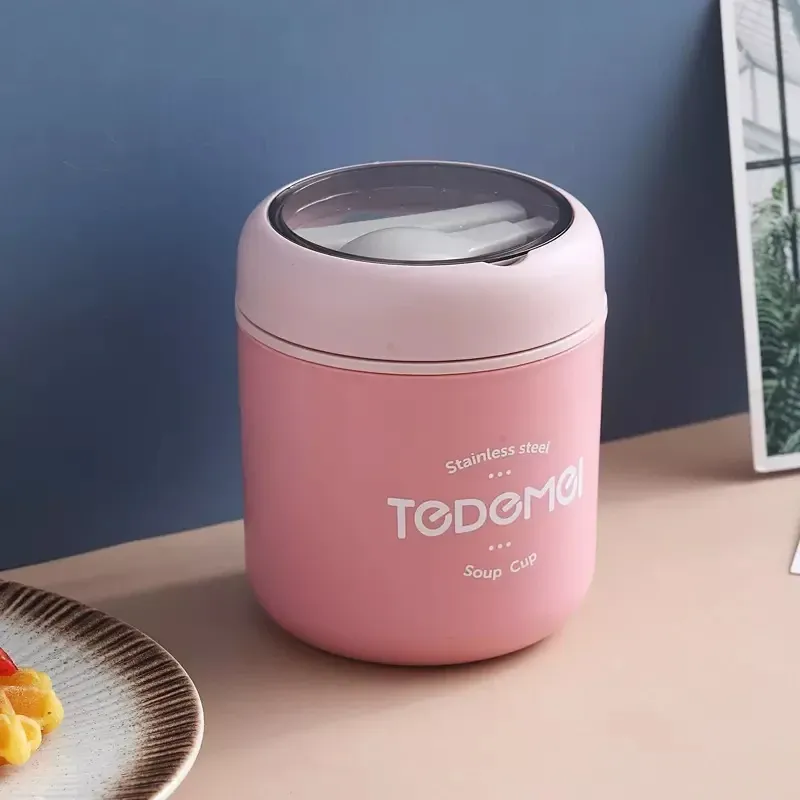 Boîte à déjeuner en acier inoxydable 510 ml avec cuillère, récipient isotherme sous vide pour aliments, boîte bento isotherme pour enfants 6
