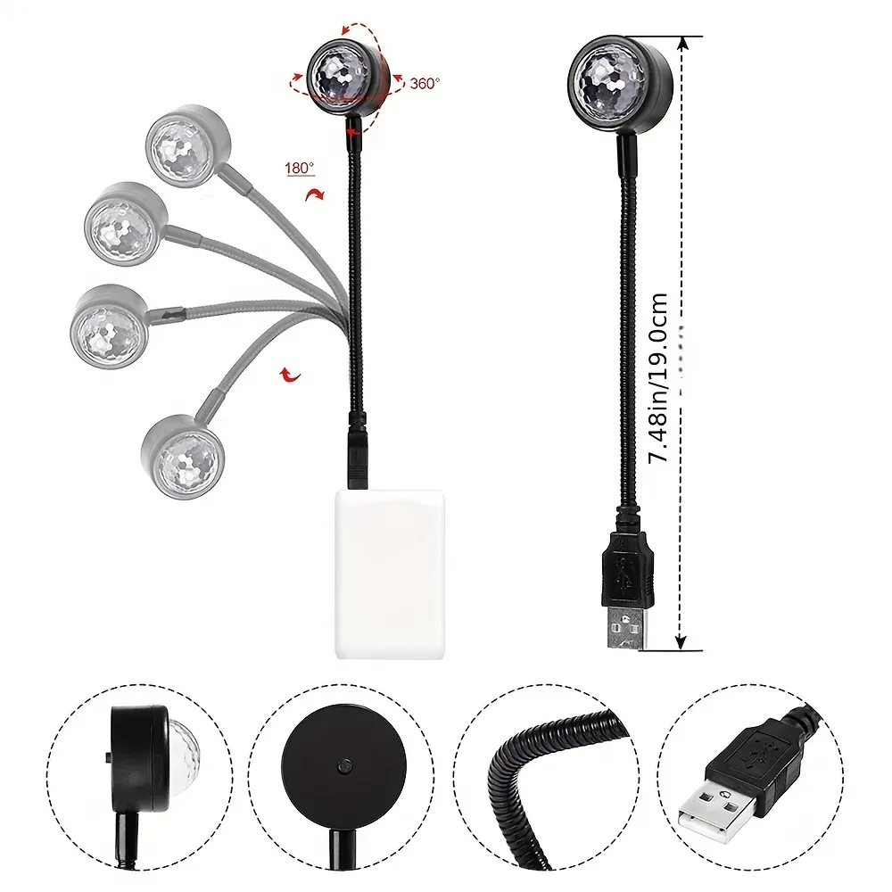 Veilleuse LED Ciel Étoilé pour véhicule, projecteur USB Galaxy Star 62, lampe de toit pour voiture, chambre, décoration de plafond, Plug and Play 4