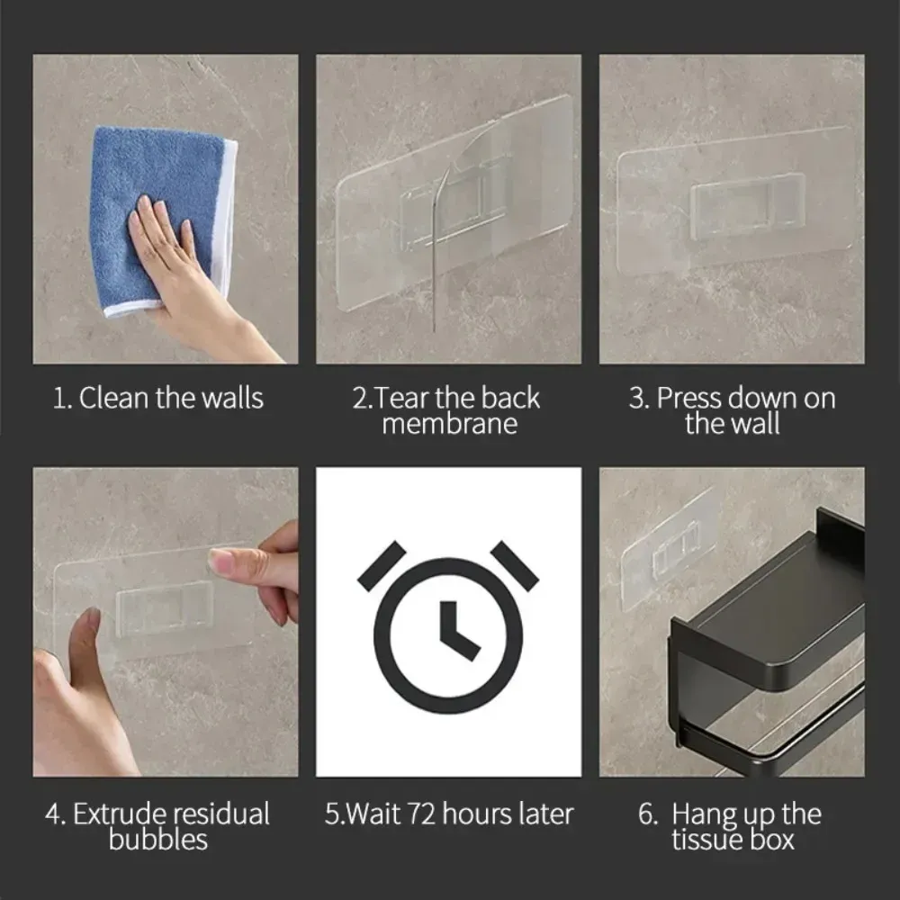 Porte-papier toilette mural avec étagère de rangement en plastique 6