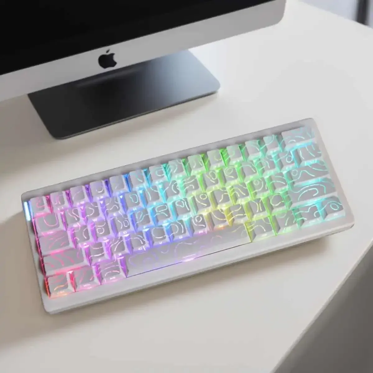 Keycaps PBT Super Contour 2025 à lueur latérale, hauteur d'usine d'origine, compatibles claviers mécaniques 61/68/75/84/87 touches pour clavier de jeu 2
