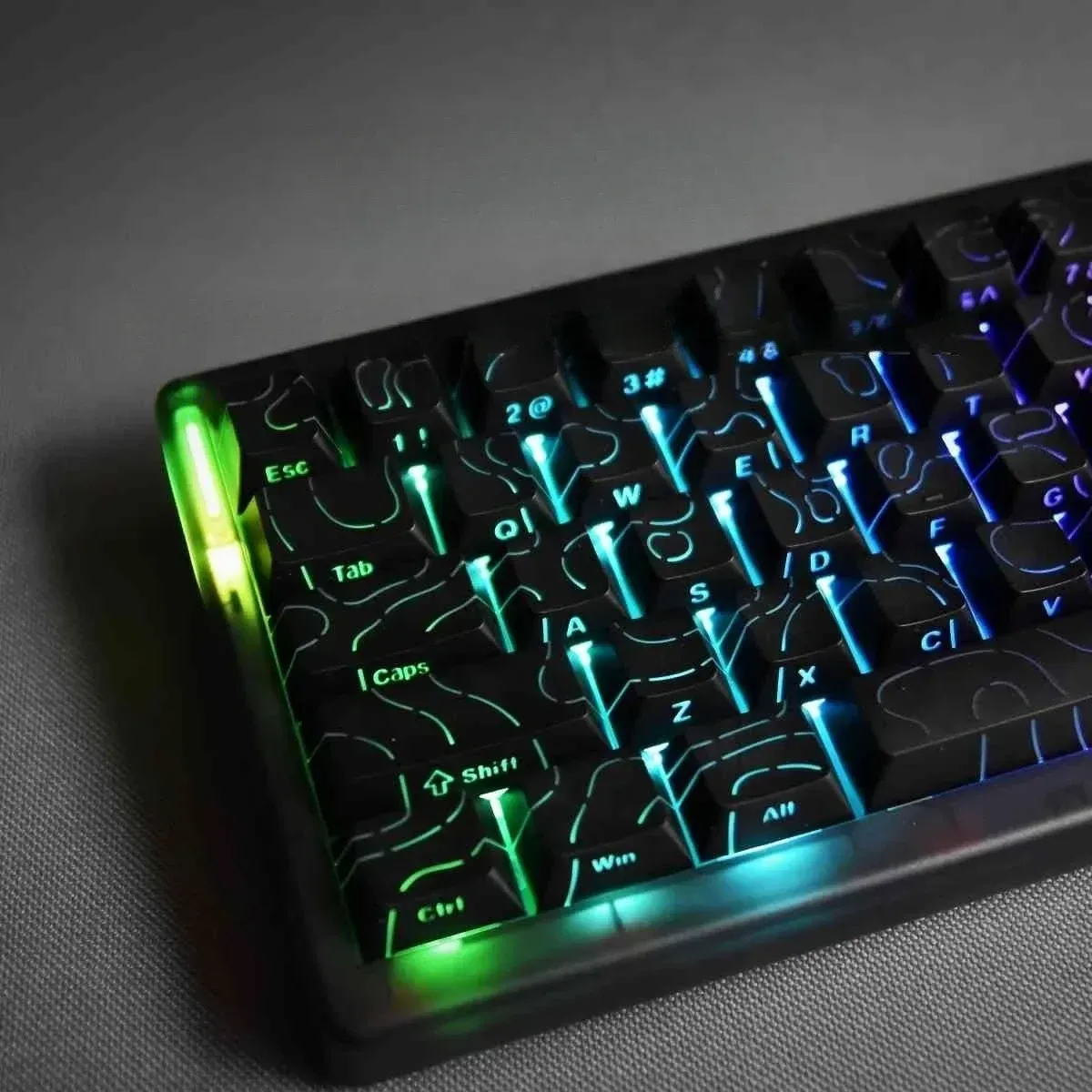Keycaps PBT Super Contour 2025 à lueur latérale, hauteur d'usine d'origine, compatibles claviers mécaniques 61/68/75/84/87 touches pour clavier de jeu 3