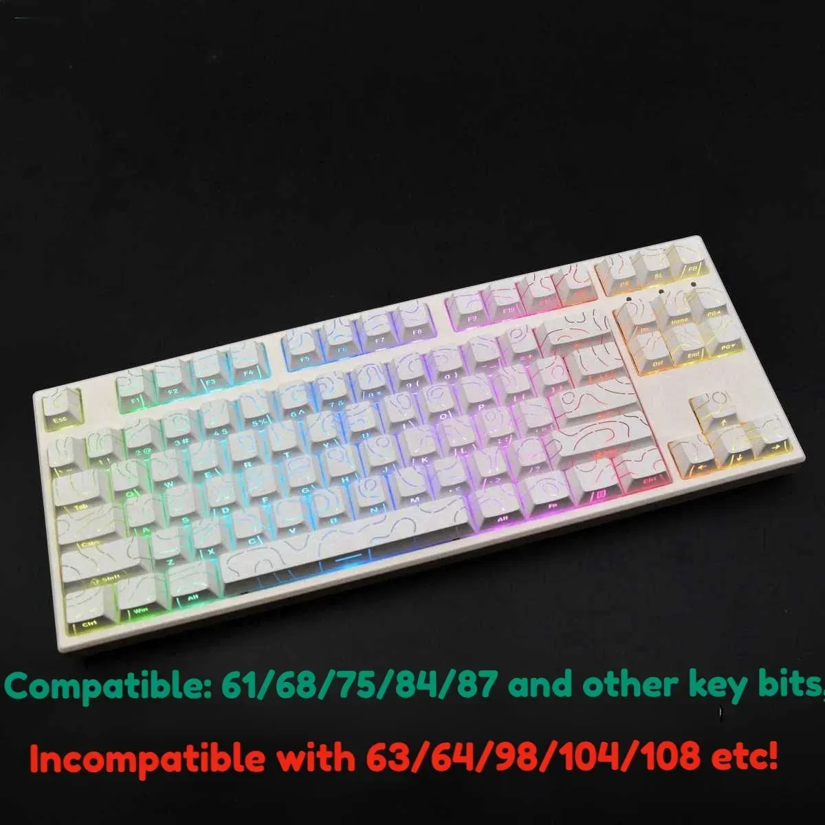 Keycaps PBT Super Contour 2025 à lueur latérale, hauteur d'usine d'origine, compatibles claviers mécaniques 61/68/75/84/87 touches pour clavier de jeu 5