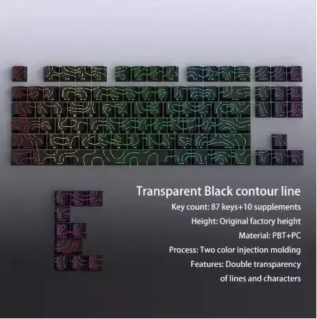Keycaps PBT Super Contour 2025 à lueur latérale, hauteur d'usine d'origine, compatibles claviers mécaniques 61/68/75/84/87 touches pour clavier de jeu 11