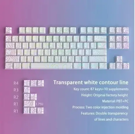 Keycaps PBT Super Contour 2025 à lueur latérale, hauteur d'usine d'origine, compatibles claviers mécaniques 61/68/75/84/87 touches pour clavier de jeu 10