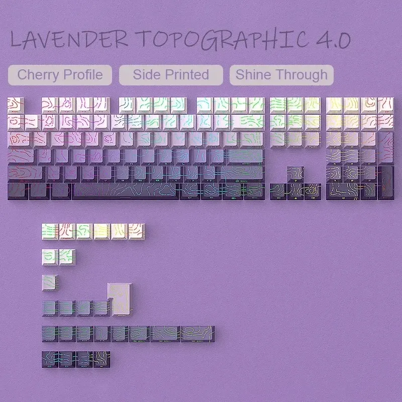 Keycaps PBT Super Contour 2025 à lueur latérale, hauteur d'usine d'origine, compatibles claviers mécaniques 61/68/75/84/87 touches pour clavier de jeu 12