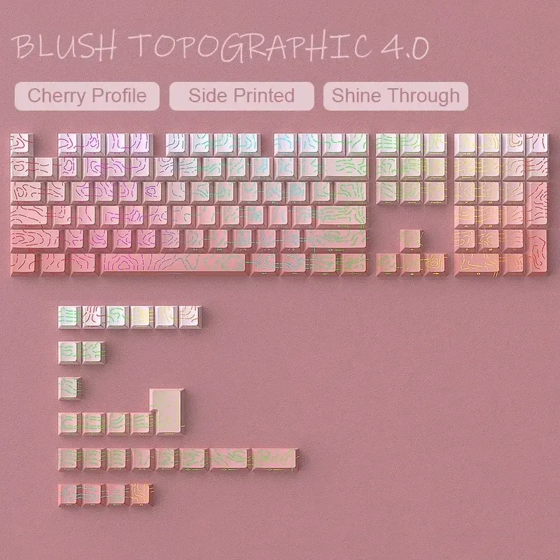 Keycaps PBT Super Contour 2025 à lueur latérale, hauteur d'usine d'origine, compatibles claviers mécaniques 61/68/75/84/87 touches pour clavier de jeu 21