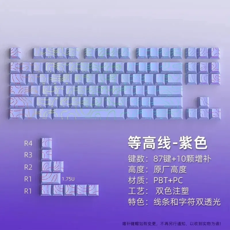 Keycaps PBT Super Contour 2025 à lueur latérale, hauteur d'usine d'origine, compatibles claviers mécaniques 61/68/75/84/87 touches pour clavier de jeu 15