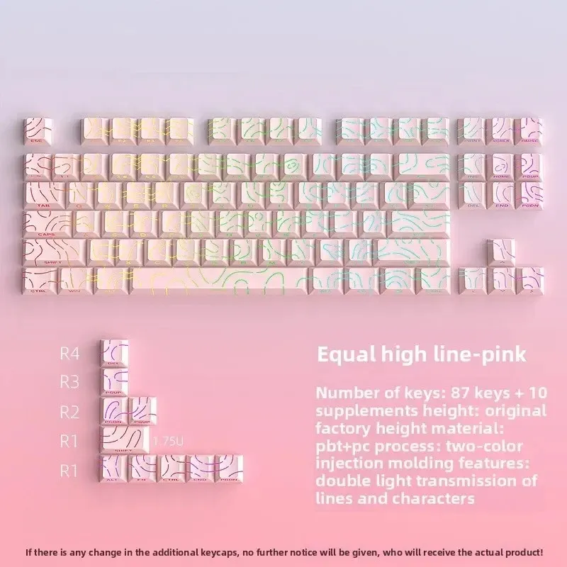 Keycaps PBT Super Contour 2025 à lueur latérale, hauteur d'usine d'origine, compatibles claviers mécaniques 61/68/75/84/87 touches pour clavier de jeu 24