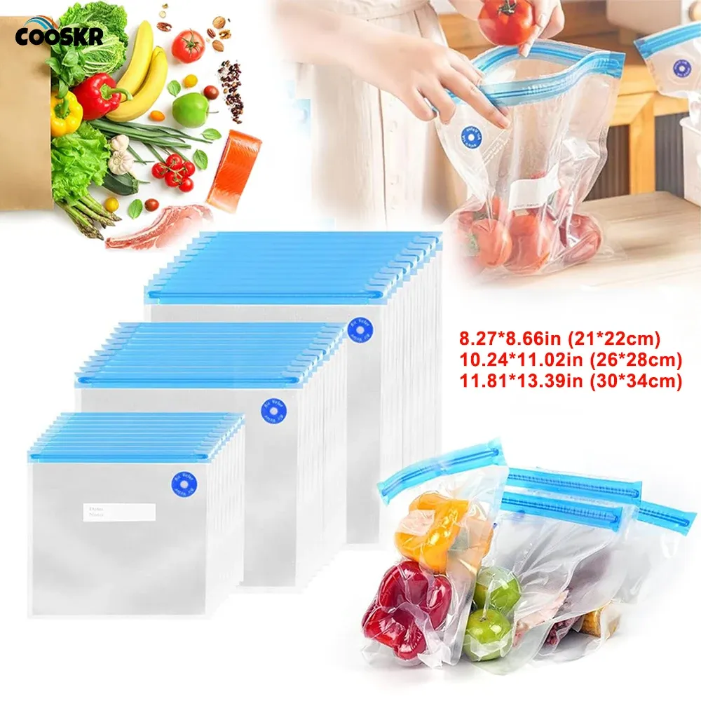 Sacs de mise sous vide réutilisables pour aliments, viandes et fruits - Image 1