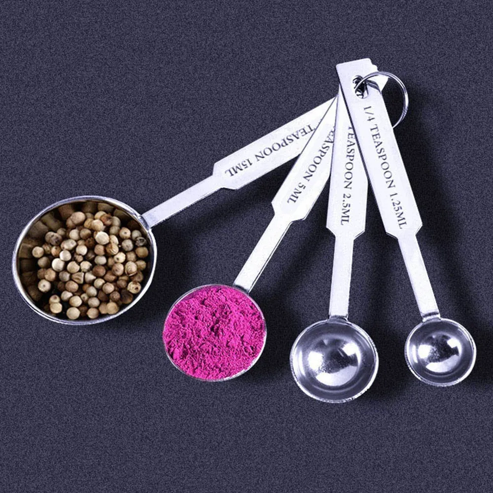 Ensemble de tasses et cuillères à mesurer empilables en acier inoxydable, 1, 4 ou 6 pièces 5