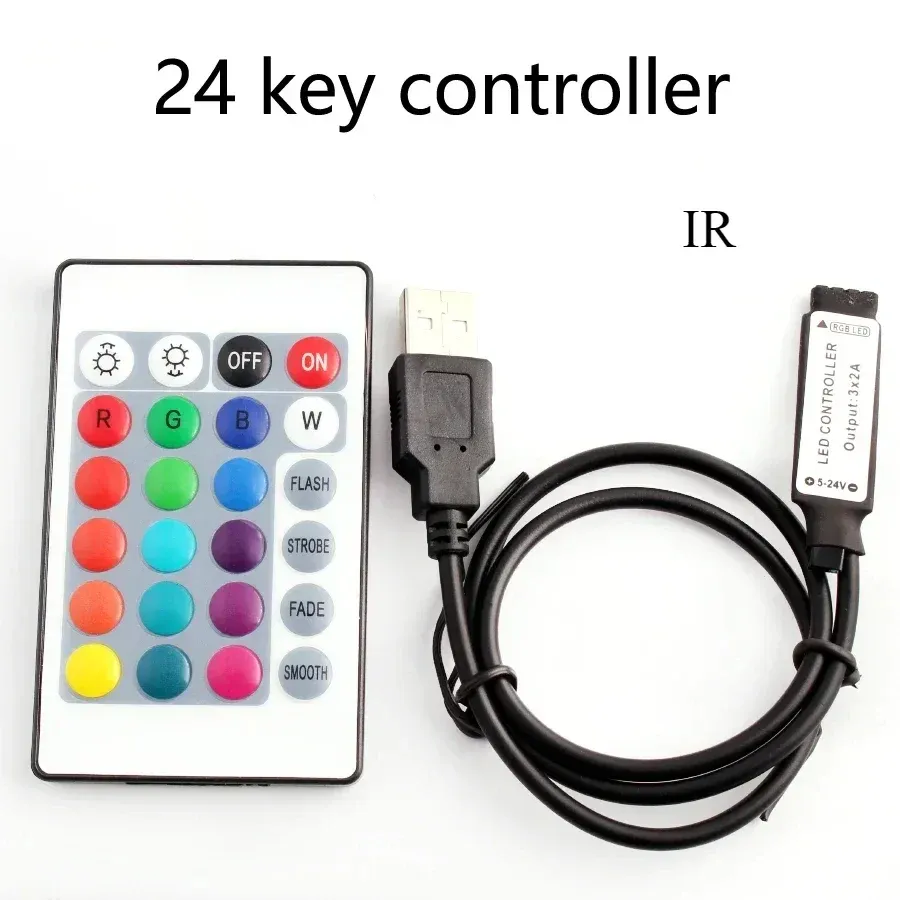 Contrôleur RGB Bluetooth USB 5V pour bande LED, avec télécommande IR à 24 ou 44 touches et variateur, compatible bandes 5050 et 2835, idéal pour le rétroéclairage TV 8