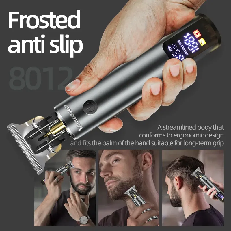 Tondeuse à cheveux électrique pour hommes, tondeuse à barbe professionnelle en métal avec écran LCD 2