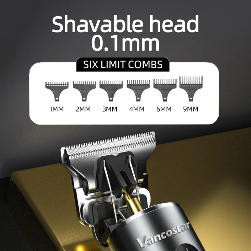 Tondeuse à cheveux électrique pour hommes, tondeuse à barbe professionnelle en métal avec écran LCD 6