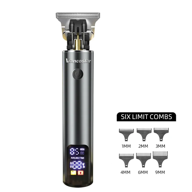 Tondeuse à cheveux électrique pour hommes, tondeuse à barbe professionnelle en métal avec écran LCD 7
