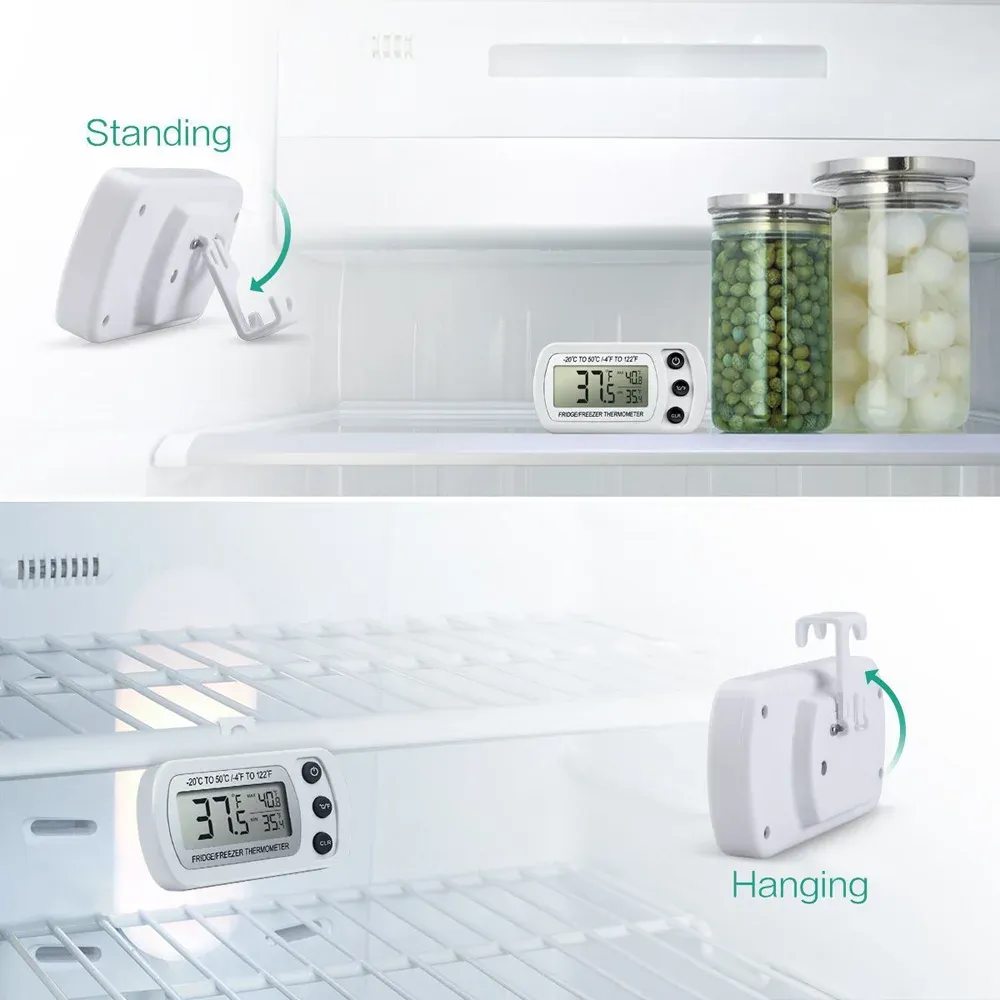 Thermomètre magnétique LCD pour réfrigérateur et congélateur, outil de cuisine indispensable 2