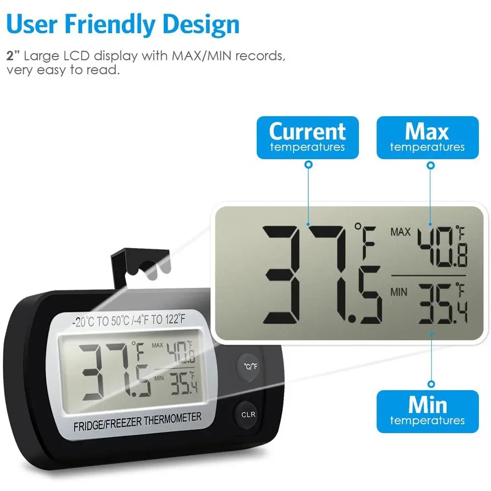 Thermomètre magnétique LCD pour réfrigérateur et congélateur, outil de cuisine indispensable 4
