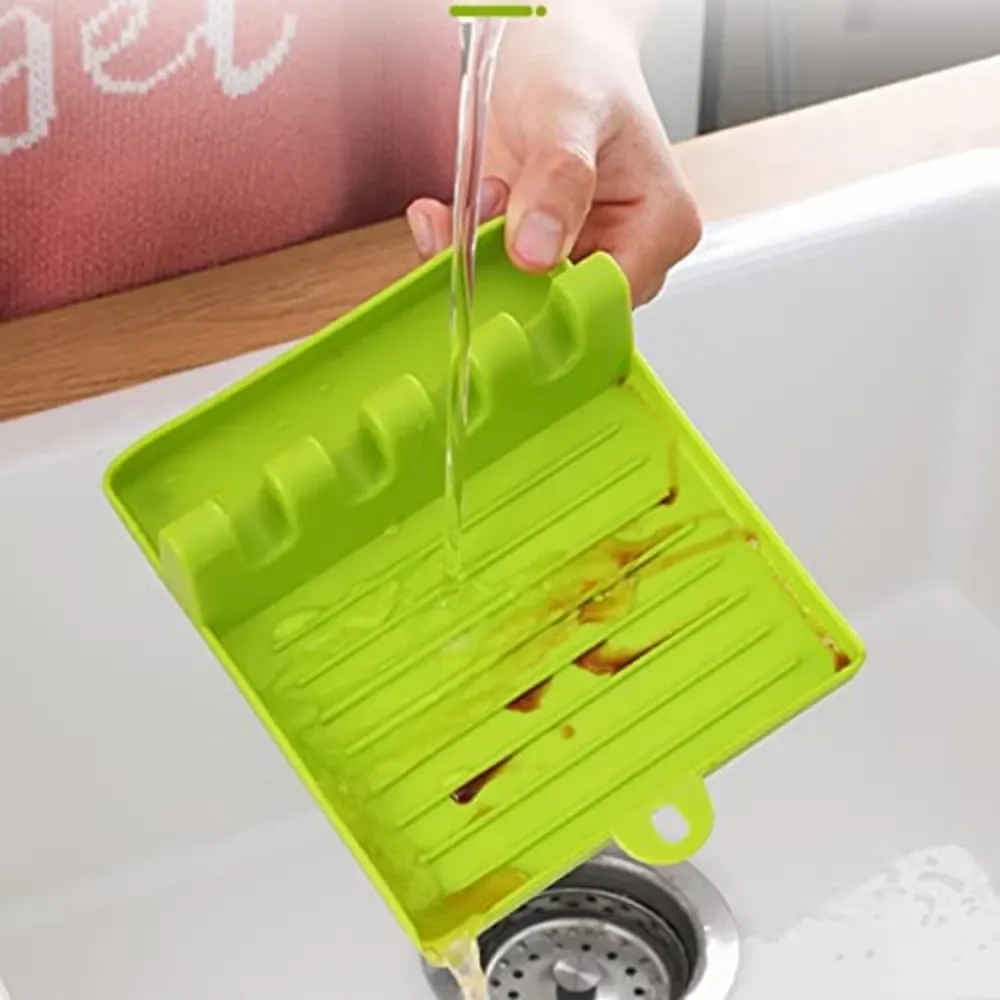 Support de cuisine pour spatules et couvercles de casseroles, étagère de comptoir pour cuillères et baguettes 5