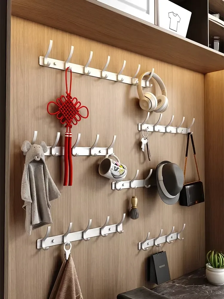 Porte-manteau mural avec crochets de rangement pour porte, chambre et cuisine 5