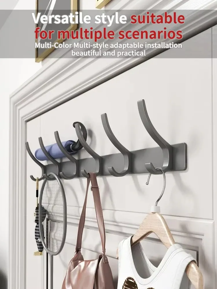 Porte-manteau mural avec crochets de rangement pour porte, chambre et cuisine 6