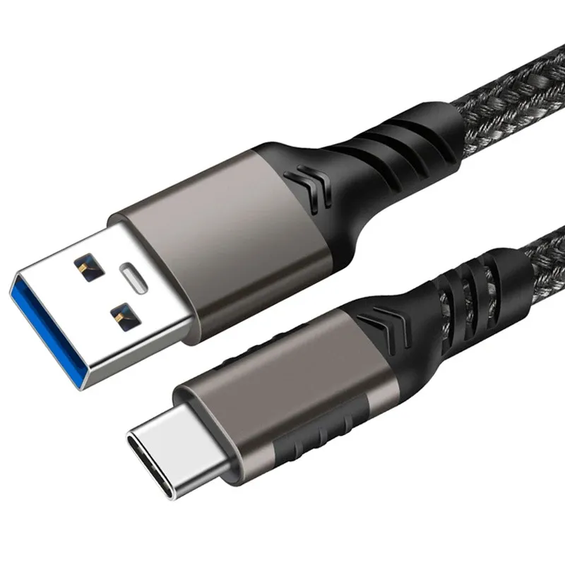 Câble USB 3.2 10 Gbps USB-C vers USB-A, charge rapide 3 A / 60 W, compatible QC 3.0, pour Samsung, disque dur NVMe externe et Android, transfert de données, gaine tressée, 2 m 3
